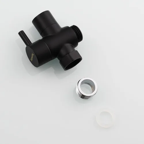 Vista 9 de Tecmolog Válvula desviadora de grifo de latón con aireador y adaptador roscado macho M22 a M24, divisor desviador de fregadero de 3 vías negro