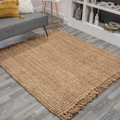 Vista 11 de JONATHAN Y Alfombra de yute tejida a mano con borlas color azul claro/gris, 5x8, Pata, estilo bohemio, rústico, de cabaña, fácil de limpiar