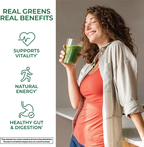 Vista 3 de Country Farms Super Greens Power Pack, 50 súper alimentos orgánicos, polvo de verduras con probióticos para la salud intestinal y alivio