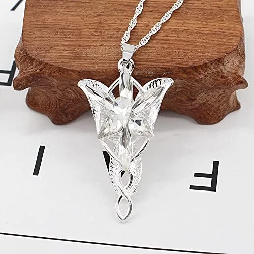 Vista 3 de El único anillo para gobernarlos todos para hombres y mujeres, El señor de los anillos, elegante collar con dije de hoja de árbol verde elfo, broche