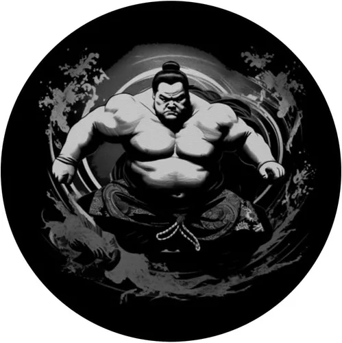 Vista 3 de Sumo Wrestler Japón Sumo Fighter Lucha Libre Japonés Vintage PopSockets Estándar PopGrip