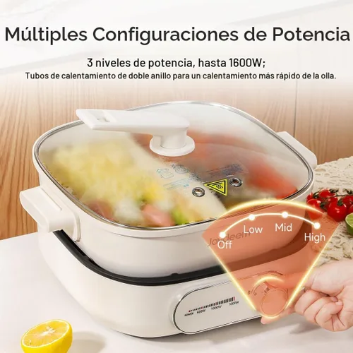 Vista 3 de Joydeem - Olla caliente eléctrica con divisor, olla doble sabor Shabu Shabu de 6L/6.3 qt, UL listada y protección contra hervido en seco, adecuada