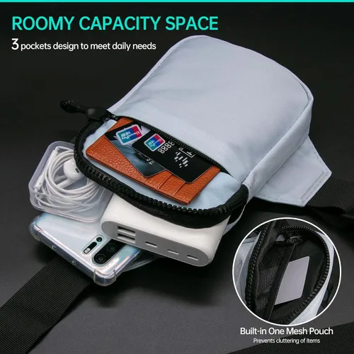 Vista 5 de Long Keeper Mini bolso bandolera Bolso cruzado pequeño impermeable para hombre y mujer, bolso casual para teléfono para viajes, senderismo