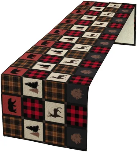 Vista 35 de Camino de mesa con estampado de vaca, camino de mesa estilo occidental con estampado de cuero de vaca en blanco y negro, decoración de mesa