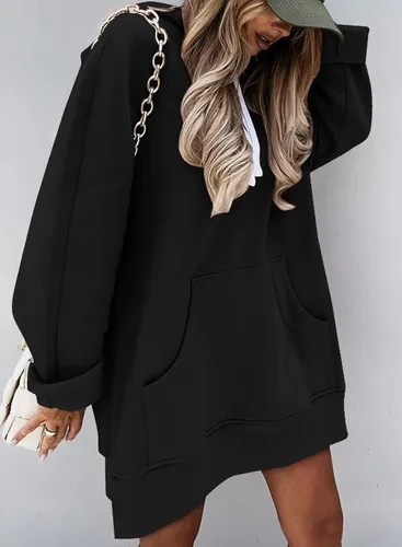 Vista 3 de Syellowafter Sudadera con capucha de gran tamaño para mujer, con bolsillo tipo canguro, para otoño, casual, ropa de descanso