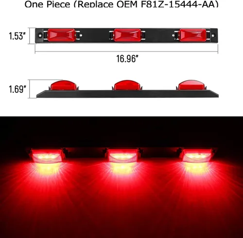 Vista 2 de iJDMTOY - Barra de luz LED para camiones y remolque con 3 lámparas, compatible con Ford F-150 F-250 F-350 F-450 Dodge RAM 1500 2500 3500 Chevy