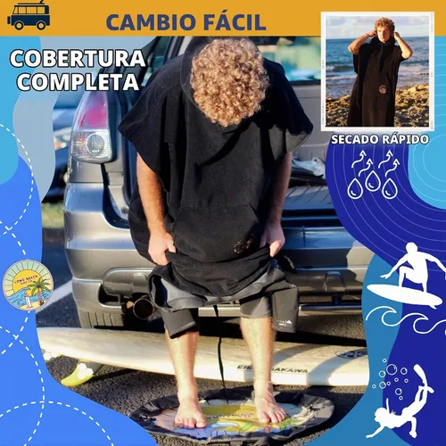 Vista 3 de Long Beach SURF CO - Poncho de surf Toalla de neopreno con capucha con bolsillo Toalla de playa con capucha de secado rápido