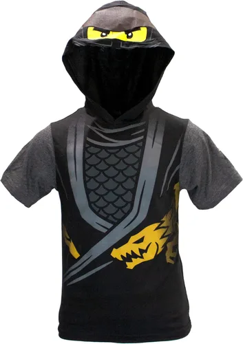 Vista 2 de LEGO Ninjago - Conjunto corto de disfraz de Ninjago Lloyd y Kai para niños, pantalones cortos verdes y rojos y camiseta a juego con capucha, Verde