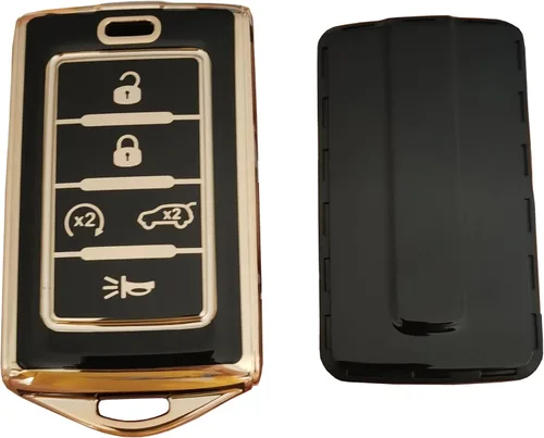 Vista 5 de TPU para Funda de Llavero de Jeep Compatible con Jeep Grand Cherokee L 2022 Grand Wagoneer 2022 Wagoneer 2022 Grand Cherokee L 2021 (5-B Negro)