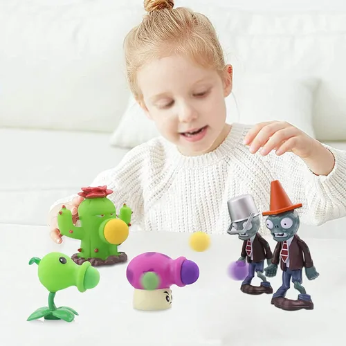 Vista 6 de Maikerry 5 piezas de PVZ serie 2 juguetes personajes de muñeca de vinilo suave plástico duro puede lanzar figuras, grandes regalos para niños
