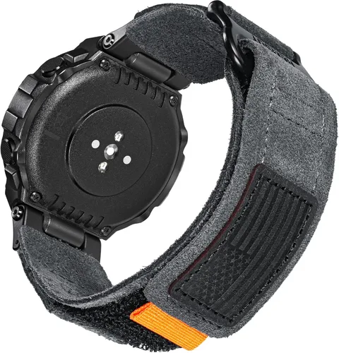 Vista 9 de Hemsut - Correa de reloj compatible con Amazfit T-Rex/T-Rex 2/T-Rex Pro/T-Rex Ultra, correa de cuero de gamuza suave militaria con diseño de gancho