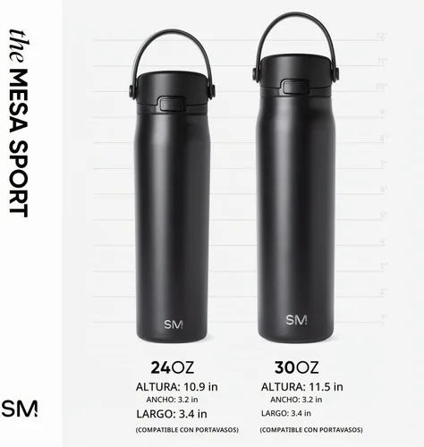 Vista 7 de Simple Modern Mesa Sport Botella de Agua con Tapa de Sorbo Cubierta Botella de Acero Inoxidable Aislada de 24oz Compatible con Portavasos