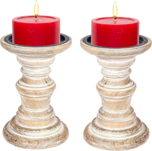 Vista 26 de pilares decorativos de madera para velas