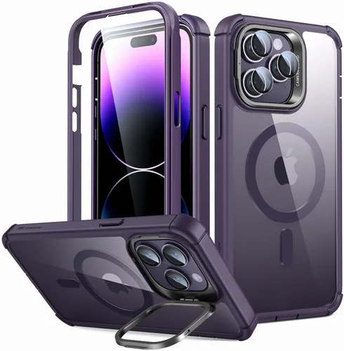 Vista 14 de ESR - Funda completa para iPhone 14 Pro Max, con soporte, MagSafe, a prueba de caídas de grado militar, protector de pantalla incorporado de vidrio