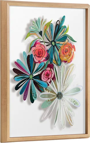 Vista 8 de Kate and Laurel Blake Flowers on Glass 2 flores enteras enmarcadas arte de pared de vidrio impreso por Jessi Raulet de Ettavee, oro de 18 x 24