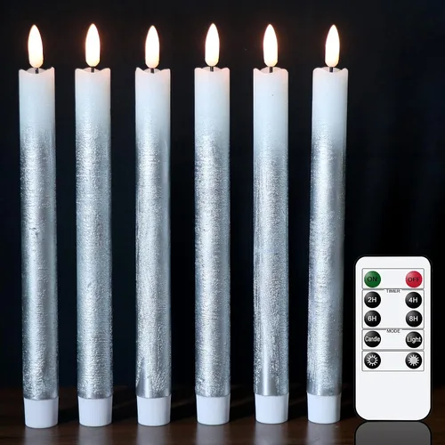 Vista 13 de Wondise Velas Cónicas Sin Llama con Control Remoto Temporizador, Candelabros Rojos Cerosos Reales a Batería Velas LED de Mecha 3D para Decoración