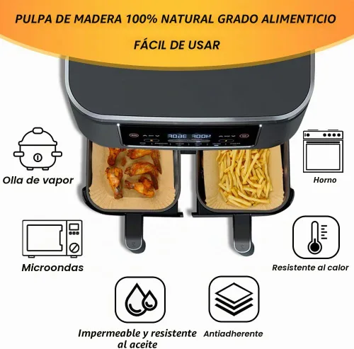 Vista 4 de BYKITCHEN 120PCS Forros desechables para freidora de aire Ninja Dual/Bella