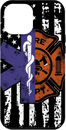 Vista 26 de EMT Firefighter Fire Rescue EMT - Funda de regalo con bandera americana para iPhone 17