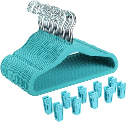 Vista 9 de Finnhomy ropa gancho de ropa para bebé y Kids 30-Pack de terciopelo antiderrapante colgador con 10 Clips de dedo