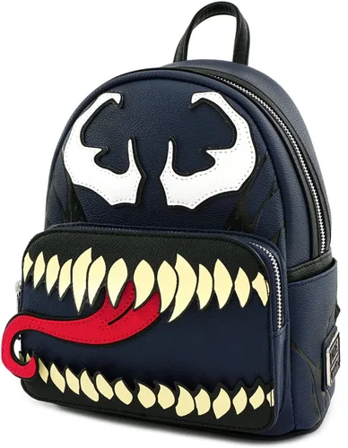 Vista 2 de Loungefly Mochila pequeña de piel sintética Marvel Venom, Azul Marino Multi