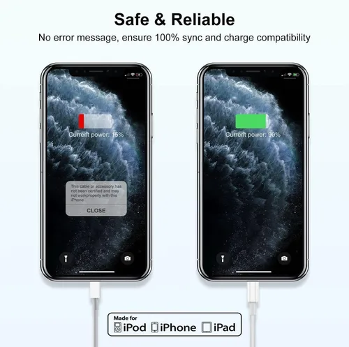 Vista 2 de Cargador rápido para iPhone, enchufe USB C de pared y cable de carga tipo C a Lightning de 10 pies de largo, adaptador PD USBC Cube Brick Box