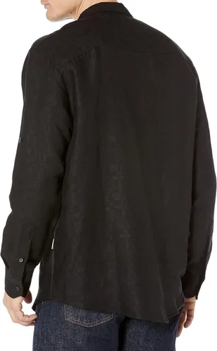 Vista 2 de Cubavera Camisa abotonada con mangas enrollables de lino para hombre