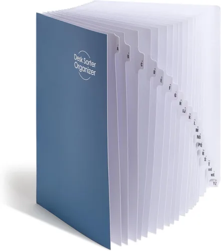 Vista 8 de SMEAD Clasificador de archivos alfabético expandible, color azul oscuro, tamaño carta, 20 divisores, pestañas laminadas, paquete de 5