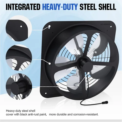 Vista 5 de ECO-WORTHY Ventilador de ático de 25 W alimentado por energía solar con ventilador de techo abuhardillado y panel plegable de 30 W - Ventiladores