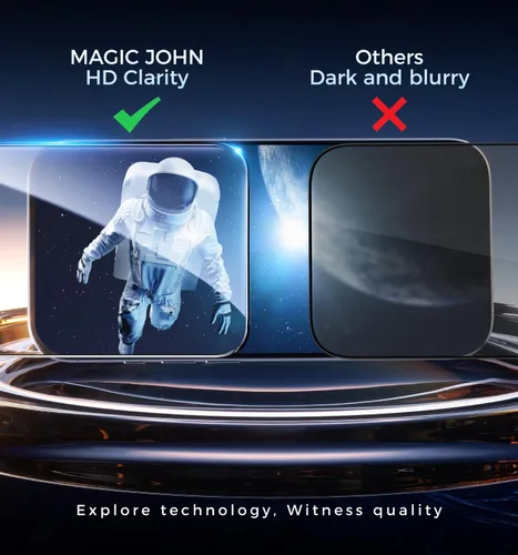 Vista 6 de MAGIC JOHN Protector de pantalla mejorado de 3ª generación para iPhone 12 ProMax de 6.7 pulgadas, HD transparente, película templada inastillable