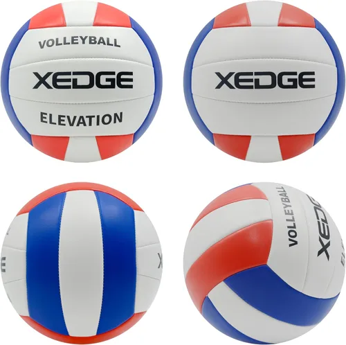 Vista 2 de XEDGE Pelota de voleibol cosida a máquina, tamaño 5, oficial para entrenamiento en interiores y exteriores, playa, césped y juego en la cancha