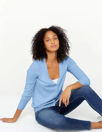 Vista 5 de State Cashmere Cárdigan de manga larga con cuello en V y botones para mujer, 100% cachemira pura