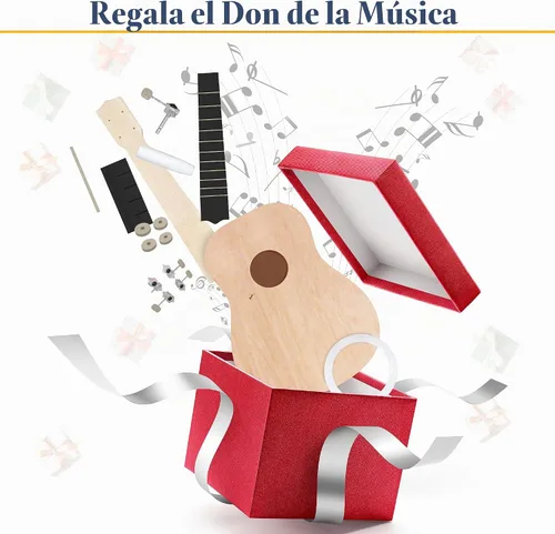 Vista 7 de Kit de ukelele de bricolaje: construye tu propia guitarra con kit de ukelele soprano de 21 pulgadas, incluye 33 piezas para hacer tu propio ukelele