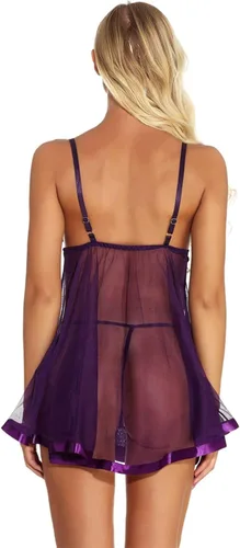 Vista 4 de RTRDE Lencería de moda para mujer, con tirantes de color sólido, sexy, lencería de peluche
