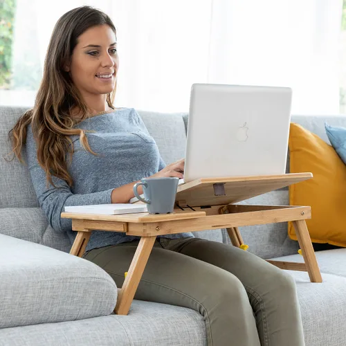 Vista 2 de Mesa Plegable Auxiliar de Bambú Lapwood InnovaGoods