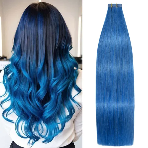 Vista 27 de Extensiones de cabello humano real color negro azabache, extensiones de cabello humano 100% Remy, sedosas y lacias, para mujeres, 20 unidades por