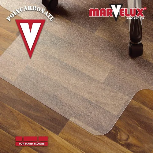 Vista 4 de Marvelux Tapete de policarbonato resistente para silla de oficina para suelos de madera dura, 36 x 48 pulgadas, protector de piso duro transparente