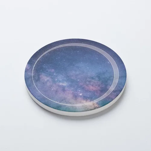 Vista 2 de Posavasos de cerámica absorbente con parte trasera de corcho, diseñado por artistas, posavasos circulares individuales de 4 pulgadas, protege