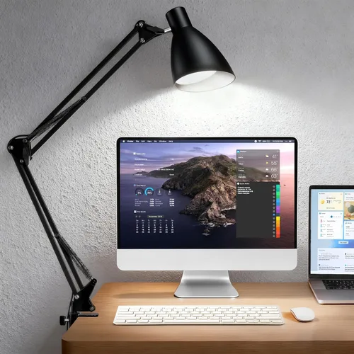 Vista 8 de Lámpara de escritorio con brazo oscilante con abrazadera, brazo ajustable con abrazadera LED en lámparas de escritorio con 5 modos de color y 10
