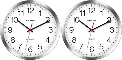 Vista 8 de Sharp Reloj de pared silencioso sin tictac de cuarzo de calidad de 10 pulgadas, funciona con pilas, redondo, fácil de leer para el hogar, cocina