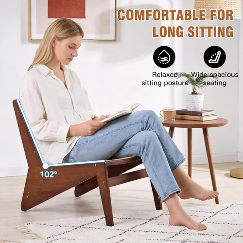 Vista 3 de MBOOYOME Silla decorativa moderna de mediados de siglo para sala de estar, silla baja con marco de madera maciza, cómodo sillón para dormitorio