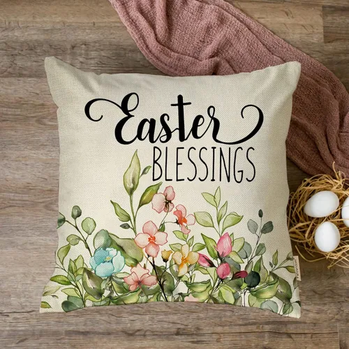 Vista 4 de Fahrendom Funda de almohada decorativa con diseño de conejito de huevos
