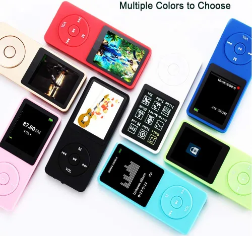 Vista 6 de Reproductor de MP3, reproductor de música con tarjeta micro SD de 16 GB, altavoz integrado/foto/reproducción de video/radio FM/grabadora