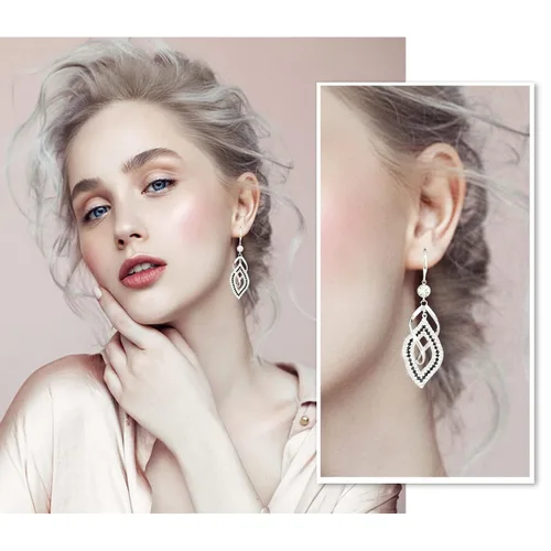 Vista 4 de Dangle Earrings for Women, 925 Silver Handmade Linear Swirl Wire Bohemian Boho Diamonds Earrings (Silver, Hoho Diamonds)