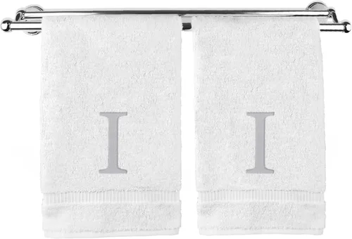Vista 83 de Toalla de mano monogramada, regalo personalizado, juego de 2 - Toalla bordada con letra de bloque dorada - Extra absorbente 100% algodón turco