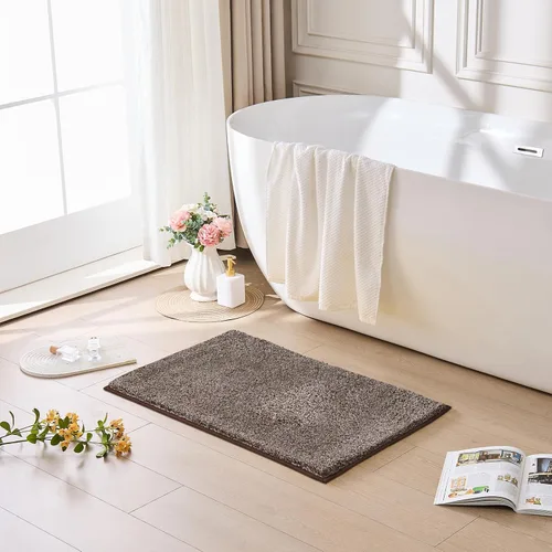 Vista 2 de CozeCube Tapetes de baño circulares de vellón para baño, esponjosos, absorbentes, de microfibra de secado rápido, antideslizantes, lavables