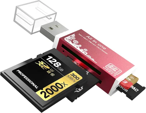 Vista 9 de Lector de tarjetas micro SD, lector de tarjetas SD 4 en 1 a adaptador USB, lector de tarjetas de memoria para MS Duo/Pro, tarjeta M2, SDXC, SDHC