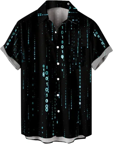 Vista 6 de RTRDE Mens Button Down Summer Shirts Short Sleeve Novelty Graphic Print Casual Hawaiian Beach Shirt, M-4XL