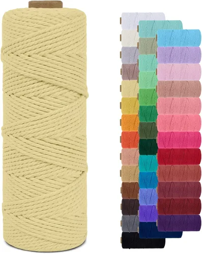 Vista 31 de Cordón de macramé de 0.079 pulgadas, cuerda de algodón natural de 109 yardas, hilo de cuerda de macramé para manualidades, ganchos de pared