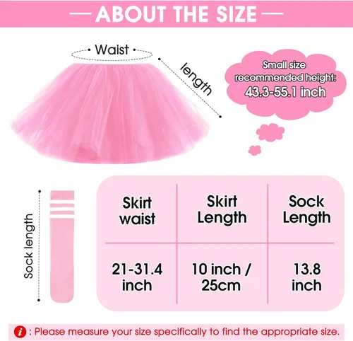 Vista 4 de Zhanmai 5 Layered Tutu Skirt for Kids Tulle Tutu Skirt with Tube Socks Princess Runners Costumes Cosplay for Girls Kids