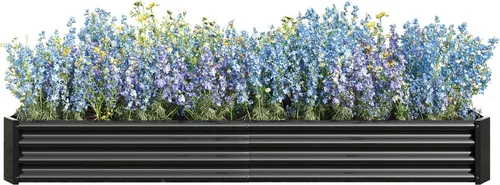 Vista 8 de Cama de jardín elevada galvanizada para verduras, jardineras elevadas al aire libre, camas de jardín elevadas de metal, kit de acero para verduras